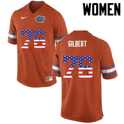 Women's Florida Gators #76 Marcus Gilbert NCAA Nike Orange USA Flag Fashion Authentic Stitched College Football Jersey QJW2062BO